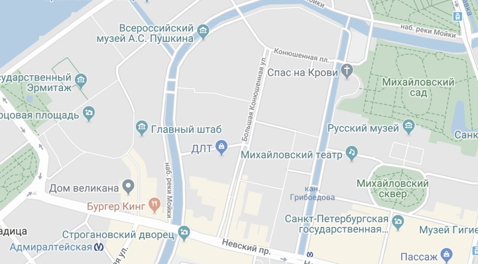 карта засположения магазина Moon ул. Большая Конюшенная, д. 19